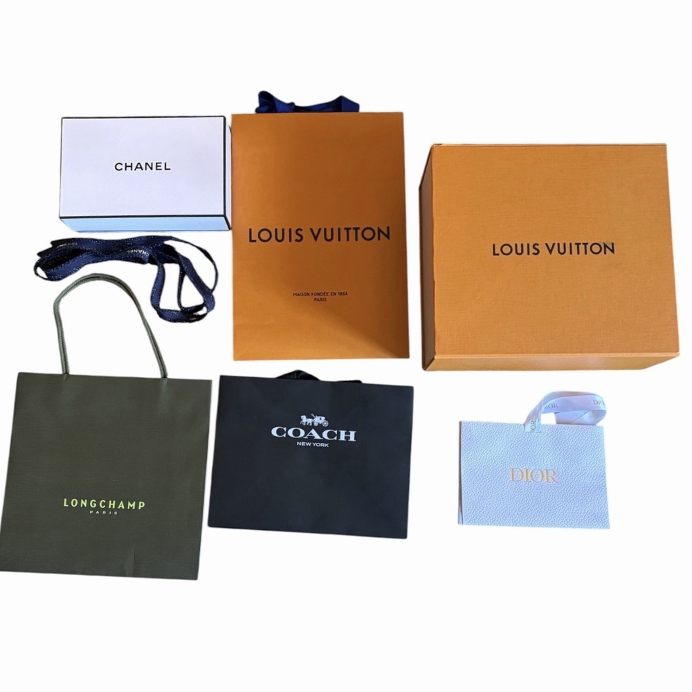 LOUIS VUITTON & Chanel empty Box Shopping Bags LV, Longchamps, Dior, Coach